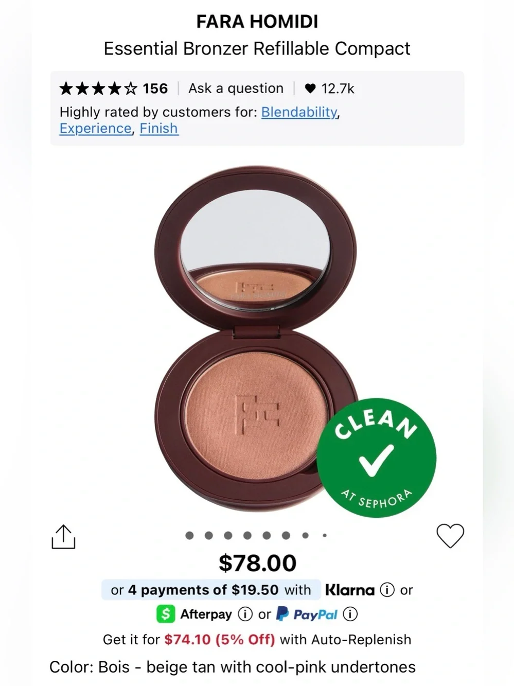 Fara Homidi Essential Bronzer Refillable Compact - in shade Bois